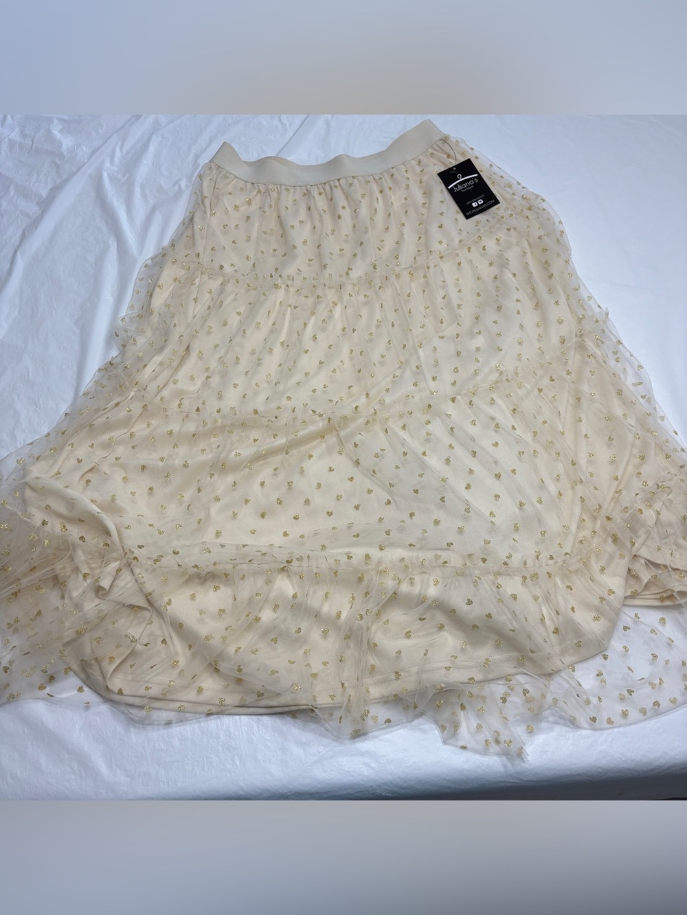 Juliana’s Boutique Cream Tiered Tulle Maxi Skirt Women’s Medium New